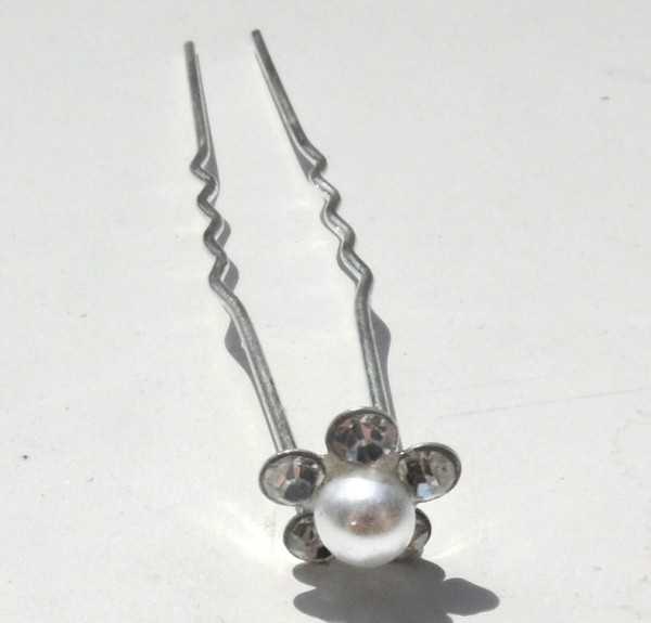 Haarnadel - Blume mit Perle